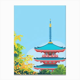 Senso Ji Temple Tokyo 3 Colourful Illustration Canvas Print