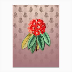 Vintage Rhododendron Rollissonii Botanical on Dusty Pink Pattern n.0593 Canvas Print
