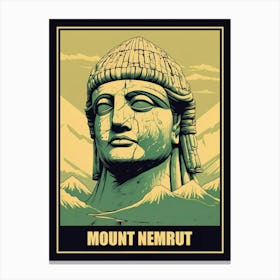 Mount Nemrut Retro Poster 4 Canvas Print