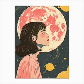 Girl With A Moon 1 Canvas Print