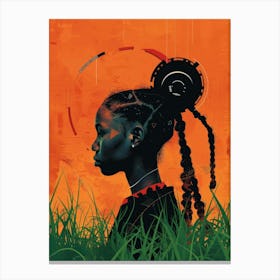 African Girl In Grass Canvas Print