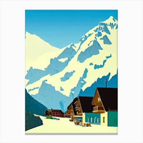 Engelberg 2, Switzerland Midcentury Vintage Skiing Poster Canvas Print