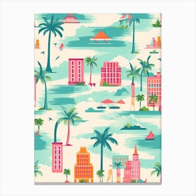Miami Beach, Florida, California, Inspired Travel Pattern 8 Canvas Print