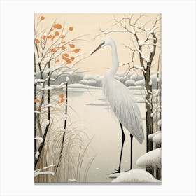 Winter Bird Painting Crane 3 Canvas Print