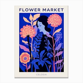 Blue Flower Market Poster Celosia 1 Canvas Print