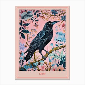 Floral Animal Painting Crow 1 Poster Canvas Print