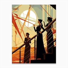 Titanic Ladies Minimalist Art Deco Illustration 1 Canvas Print