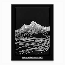 Beinn Dorain Mountain Line Drawing 6 Poster Canvas Print