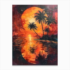 Sunset With Palm Trees 5 Canvas Print