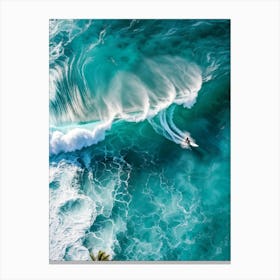 Capture An Aerial Perspective Of A Daring Surfer Confidently Riding The Islands Largest Wave On A S 2 1 Canvas Print