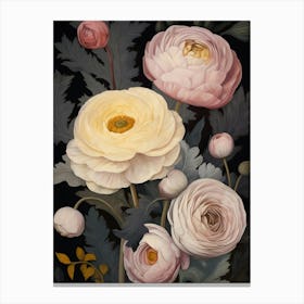Ranunculus 3 Flower Painting Canvas Print