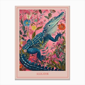 Floral Animal Painting Alligator 4 Poster Canvas Print