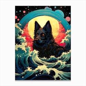 Dog In The Waves Canvas Print