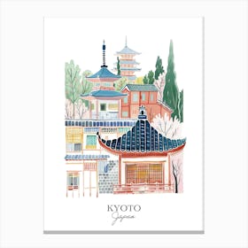 Kyoto Japan Gouache Travel Illustration Canvas Print