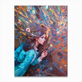 Girl In A Blue Coat Canvas Print