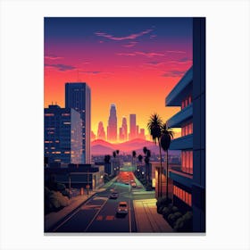 City Of Los Angeles | Retrofuturism Sunset Canvas Print