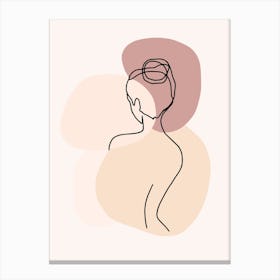 Minimal Line Art Backside Beautiful Woman Canvas Print