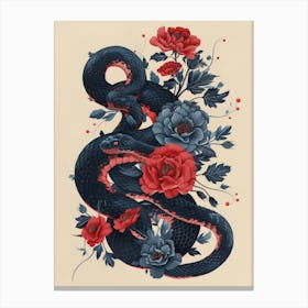 Snake And Roses Canvas Print