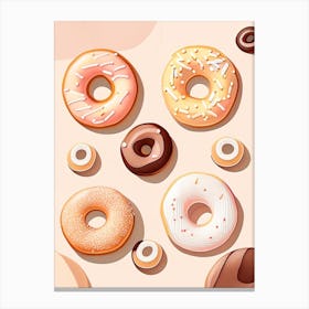 Donuts Dessert Neutral Abstract Illustration Flower Canvas Print