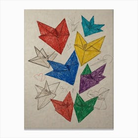 Origami Hearts Canvas Print