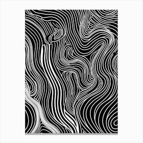 Wavy Sketch In Black And White Line Art 17 Canvas Print