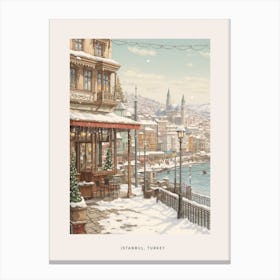 Vintage Winter Poster Istanbul Turkey 1 Canvas Print