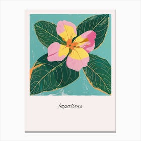 Impatiens 2 Square Flower Illustration Poster Canvas Print