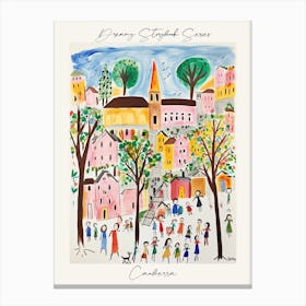 Poster Of Canberra, Dreamy Storybook Illustration 1 Canvas Print