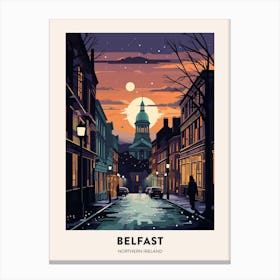 Winter Night  Travel Poster Belfast Northern Ireland 2 Canvas Print