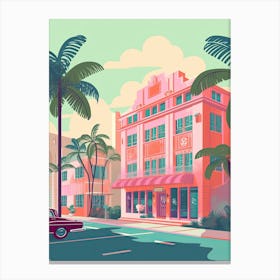 Miami Florida Usa Travel Illustration 3 Canvas Print