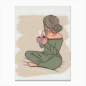 Girl With A Cup Of Coffee Canvas Print