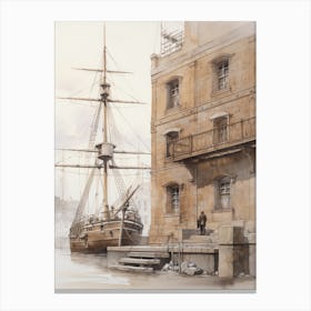 Antique Nautical Ship Canvas Print