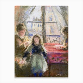 At The Window, Camille Pissarro Canvas Print