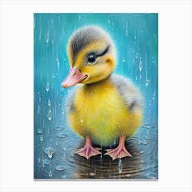 Cute Duckling In The Rain 2 Canvas Print