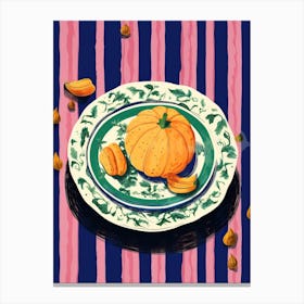 A Plate Of Pumpkins, Autumn Food Illustration Top View 39 Canvas Print