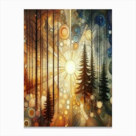 Gustav Klimt Print Sun Forest Trees Painting Klimt Exhibition Poster Painting Floral Decor Full Art Print 'Sunrise In The Forest' Canvas Print