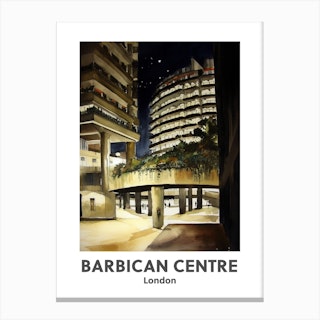 Barbican Centre, London 5 Watercolour Travel Poster Canvas Print