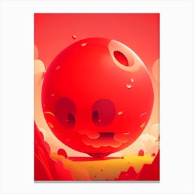 Red Giant Kawaii Kids Space Canvas Print