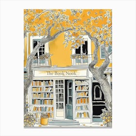 The Book Nook Yellow And Black Illustration Book Lovers Canvas Print
