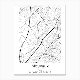 Mouvaux,France Minimalist Map Canvas Print