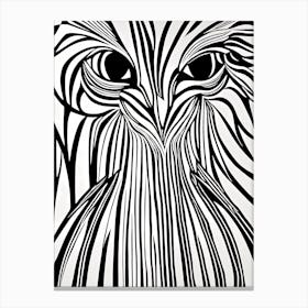 Owl Lino Black And White, Owl abstract art, 1127 Canvas Print