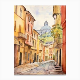Bergamo, Italy Watercolour Streets 4 Canvas Print