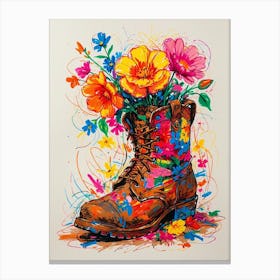 Boots With Flowers Canvas Print