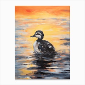 Duckling At Sunset Brushstroke Painting Canvas Print