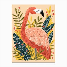 Chilean Flamingo Croton Plants Minimalist Illustration 2 Canvas Print
