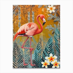 Greater Flamingo And Frangipani Boho Print 4 Canvas Print