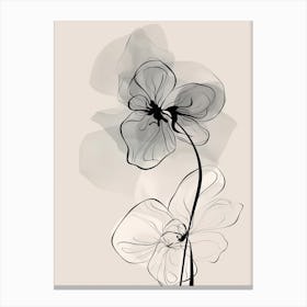 Line Art Orchids Flowers Illustration Neutral 7 Canvas Print