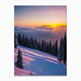 Oberstdorf, Germany Sunrise Skiing Poster Canvas Print