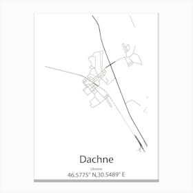 Dachne,Ukraine Minimalist Map Canvas Print