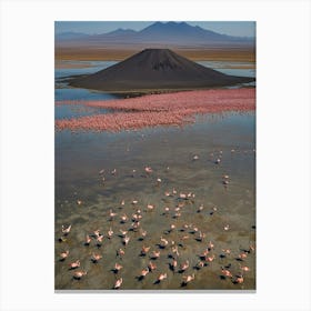 Flamingos In The Desert Canvas Print